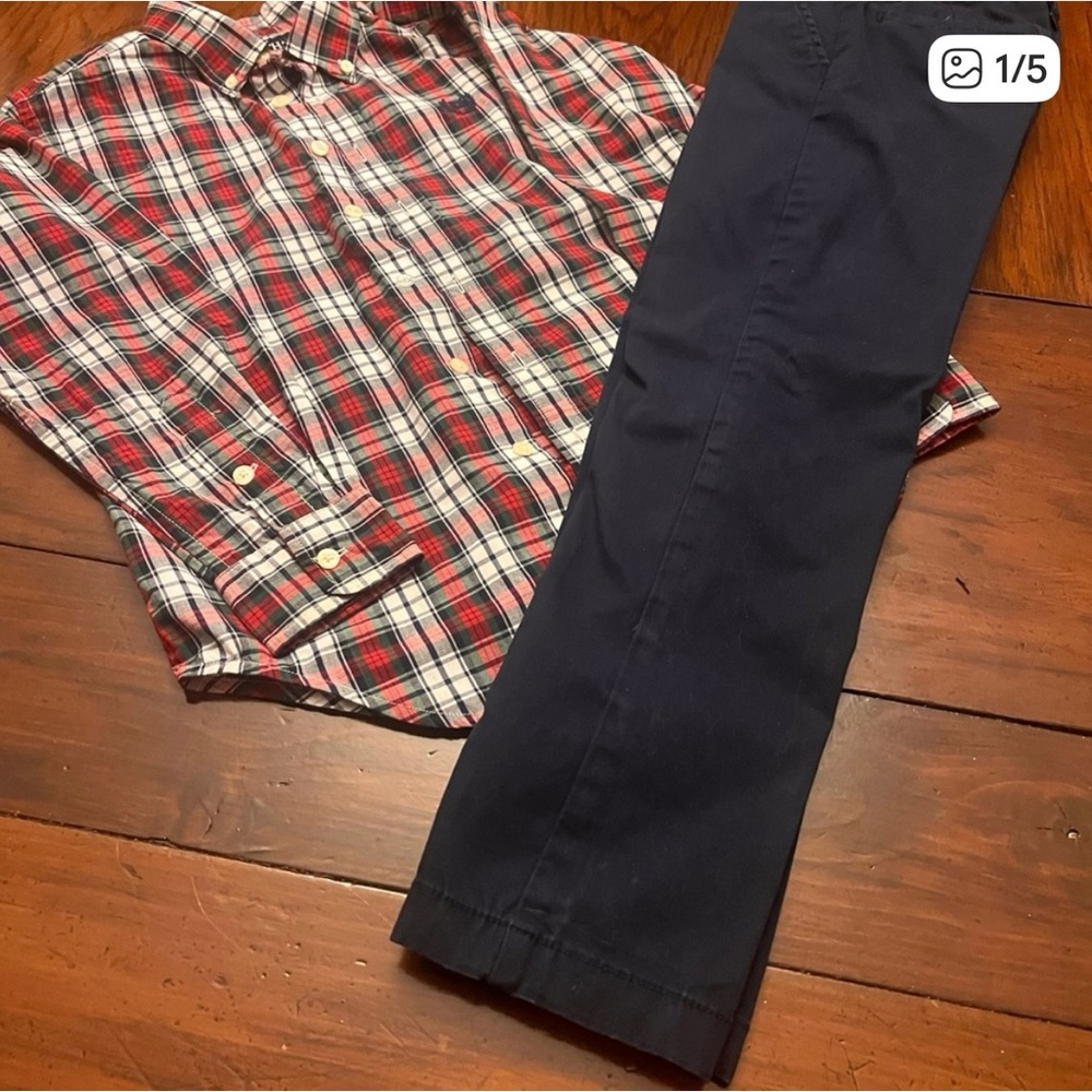 Boys Navy Pants & chaps shirt